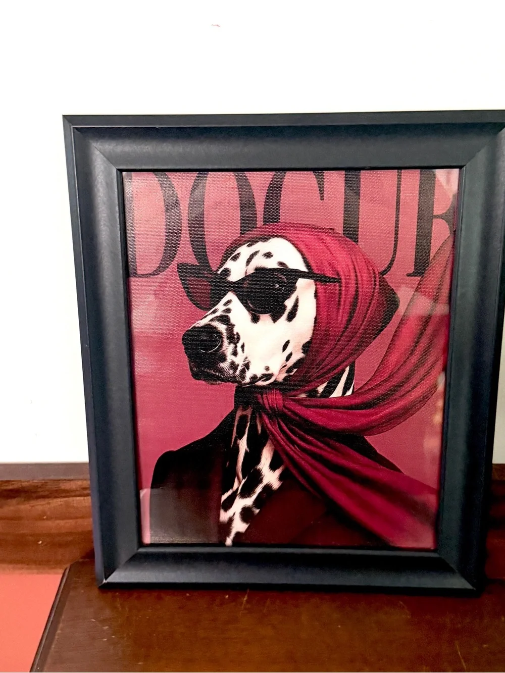 Dog Vogue Dalmation Dogue Fancy Canvas Art Print Black Framed Quirky Wall Art